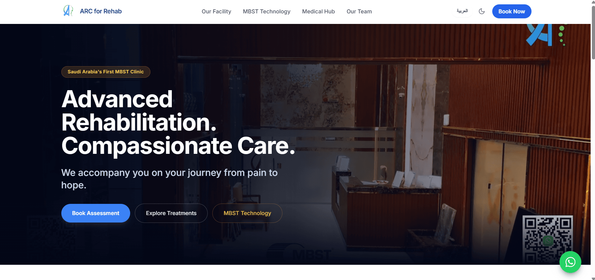 Arc Rehab website homepage